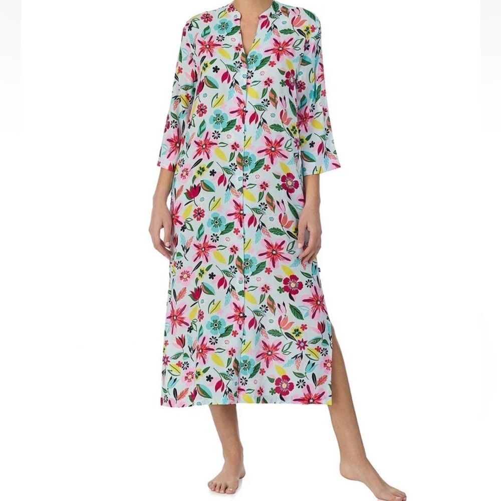 New Kate Spade Floral Caftan/Dress/Swim Cover Up/Lounge Tunic Medium